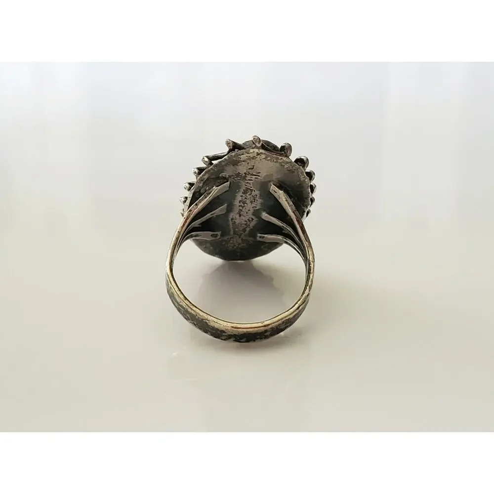 Vintage Sterling Silver Oval Onyx Ring